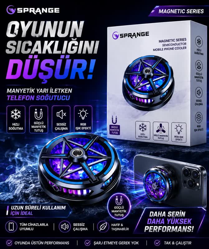 Sprange Manyetik RGB Yarı İletken Telefon Soğutucu