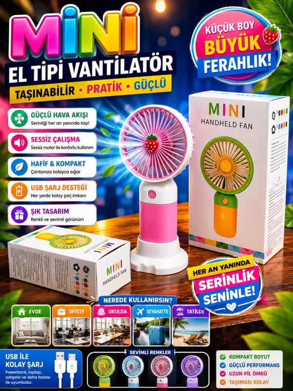 3 Kademeli Büyük Boy Mini Fan
