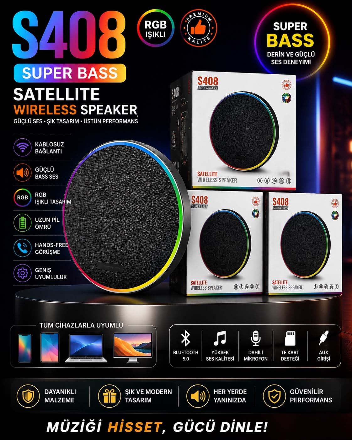 Çok Güçlü Rgb Ses - Güçlü Performans Hoparlör