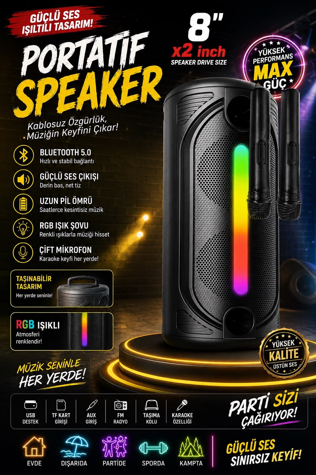 Düğün Asker Geceye Özel Speaker - Güçlü Performans Hoparlör