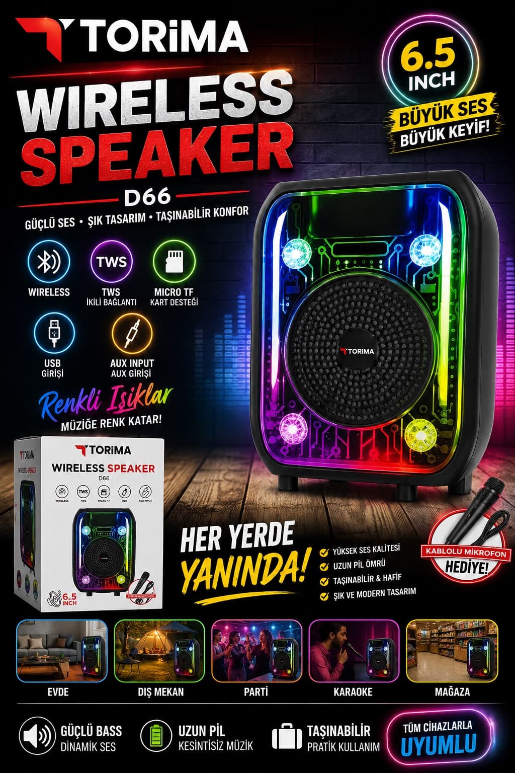 Bomba Rgb Ürün Ses Kali̇tesi̇ Efsane - Güçlü Performans Hoparlör - Görsel 1