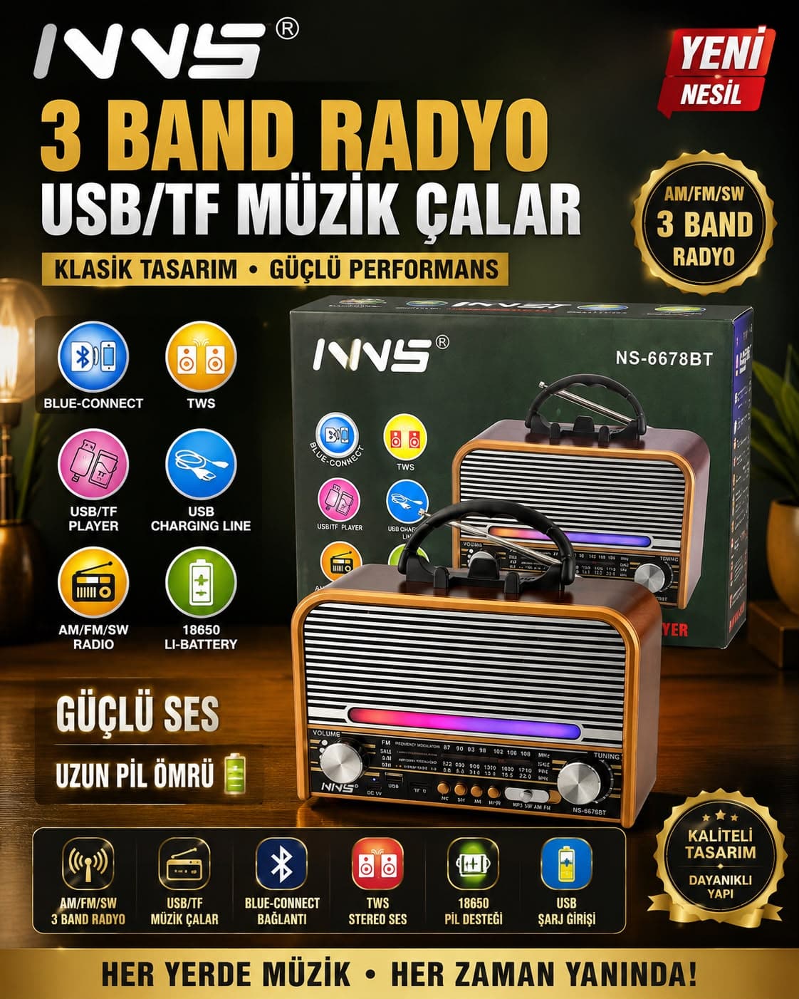 Nostalji̇ Güçlü Ses - Güçlü Performans Hoparlör - Görsel 1