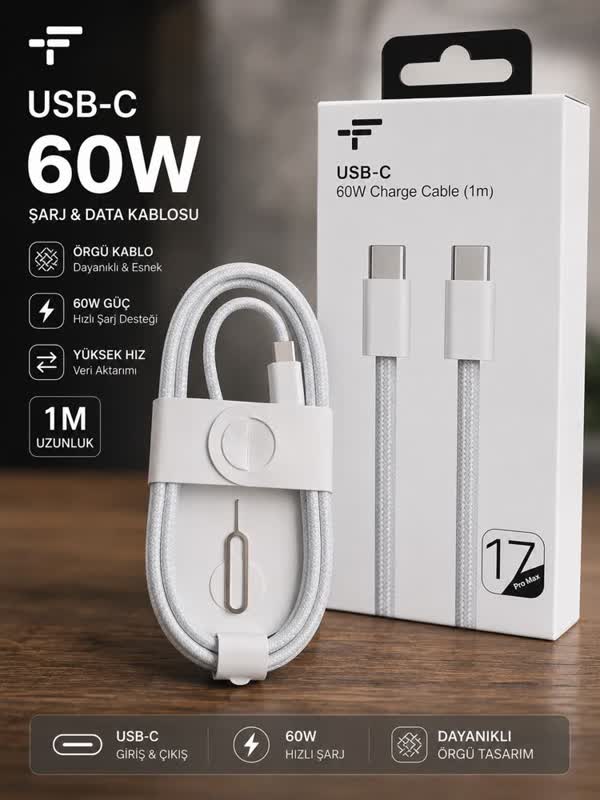 iPhone 17 Serisi Şarj Kablosu