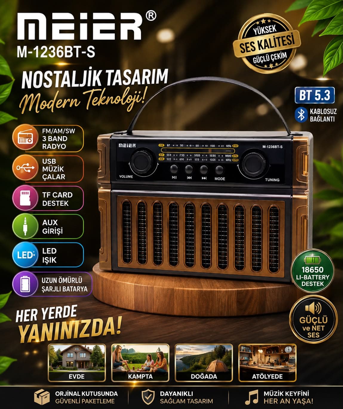 Nostalji̇ Güçlü Ses - Güçlü Performans Hoparlör - Görsel 1