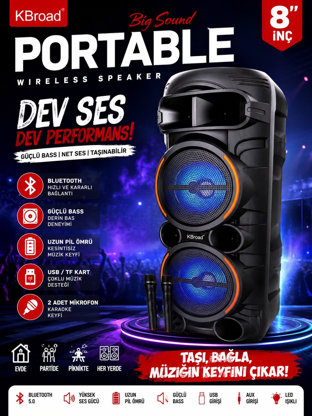 Dev Boy Ses Net Kali̇teli̇ Ürün - Güçlü Performans Hoparlör - Görsel 1