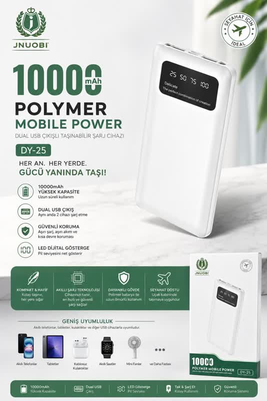 Jnuobi DY-25 10.000 mAh Çift USB Powerbank