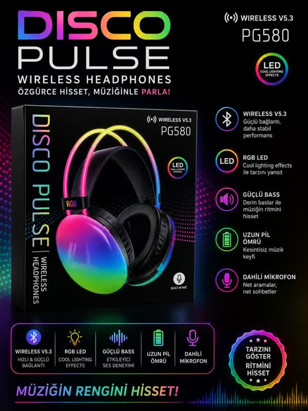 Disco Pulse PG580 RGB Bluetooth Kulaklık