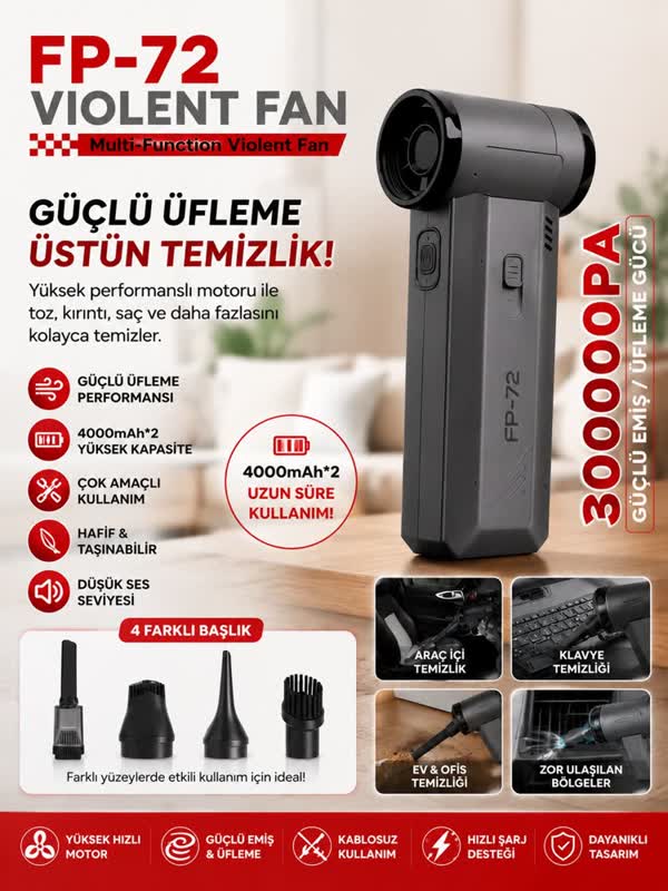 30.000 Pa Güçlü Araç Süpürgesi
