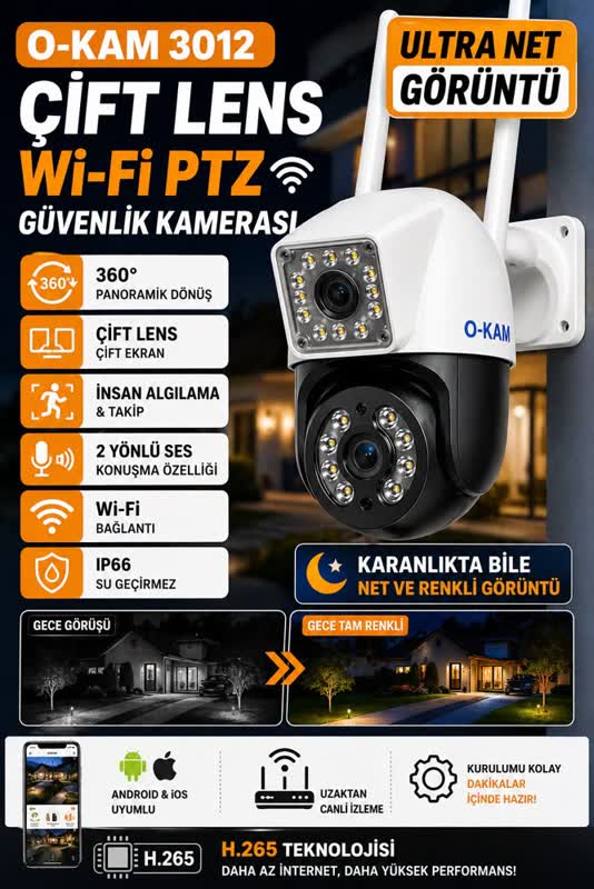 2'li Wi-Fi Güvenlik Kamerası Seti