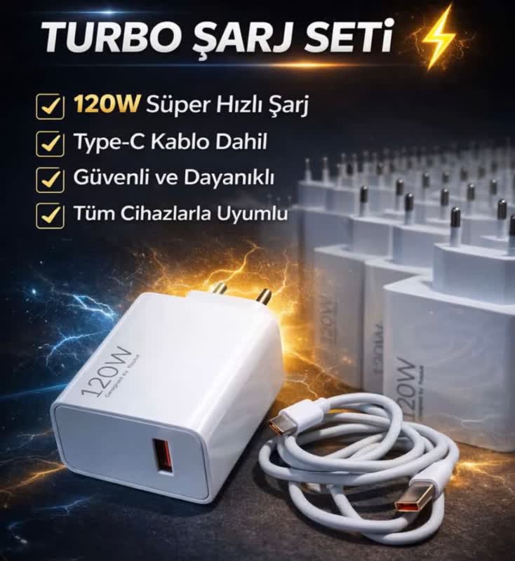 120W Şeffaf Tasarımlı Hızlı Şarj Seti