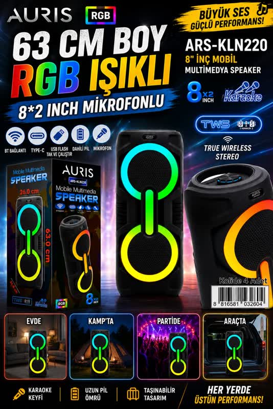 Auris ARS-KLN220 Taşınabilir Bluetooth Hoparlör