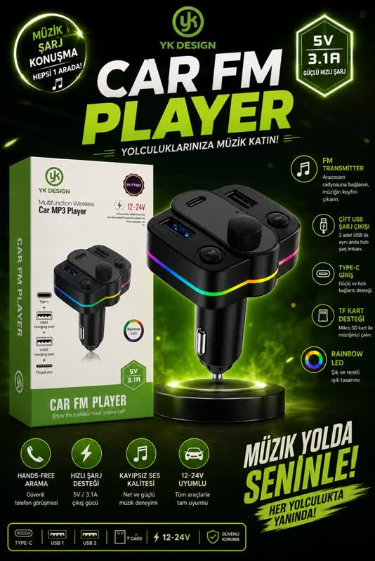 Bluetooth FM Transmitter Araç Kiti